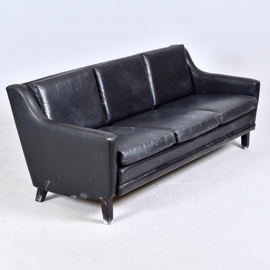 SOFA, 3-seater, leather, 1960s/70s.