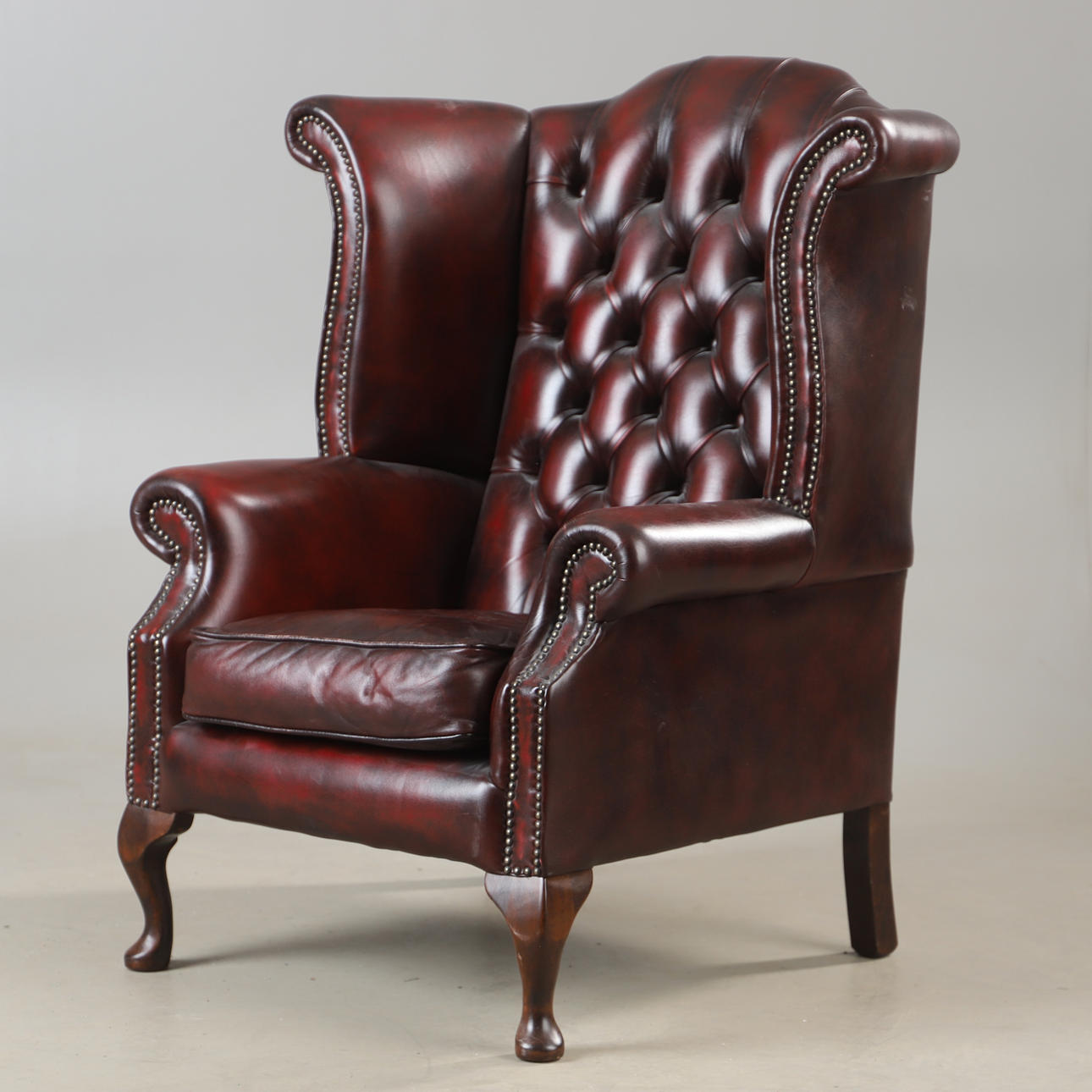 FÅTÖLJ, skinnklädd, chesterfieldmodell.