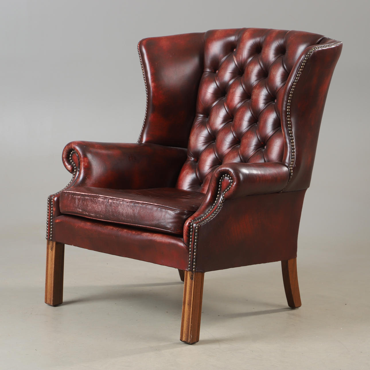 FÅTÖLJ, skinnklädd, chesterfieldmodell.