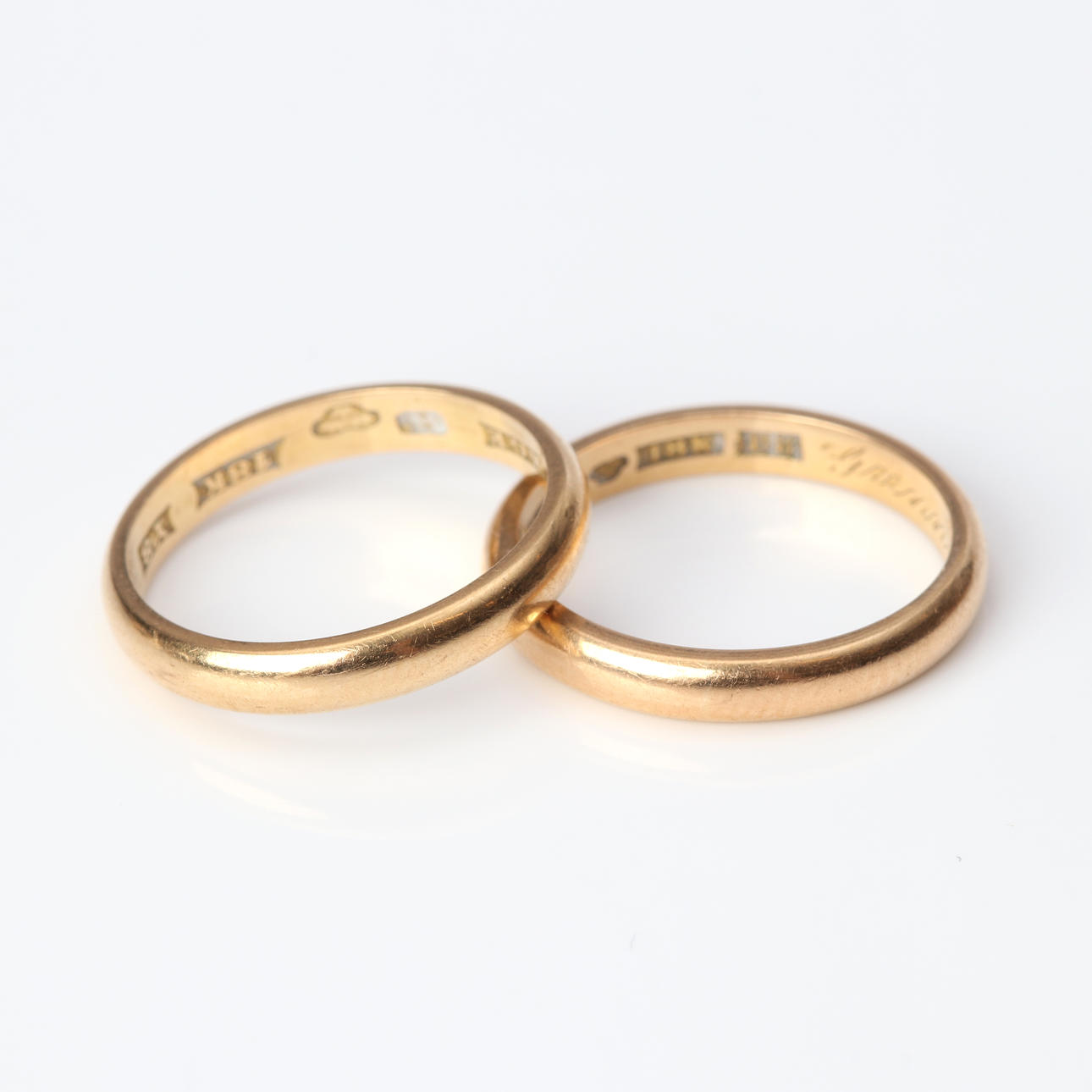 PLAIN RINGS, TWO. 18k gold, weight approx. 5.7 grams.