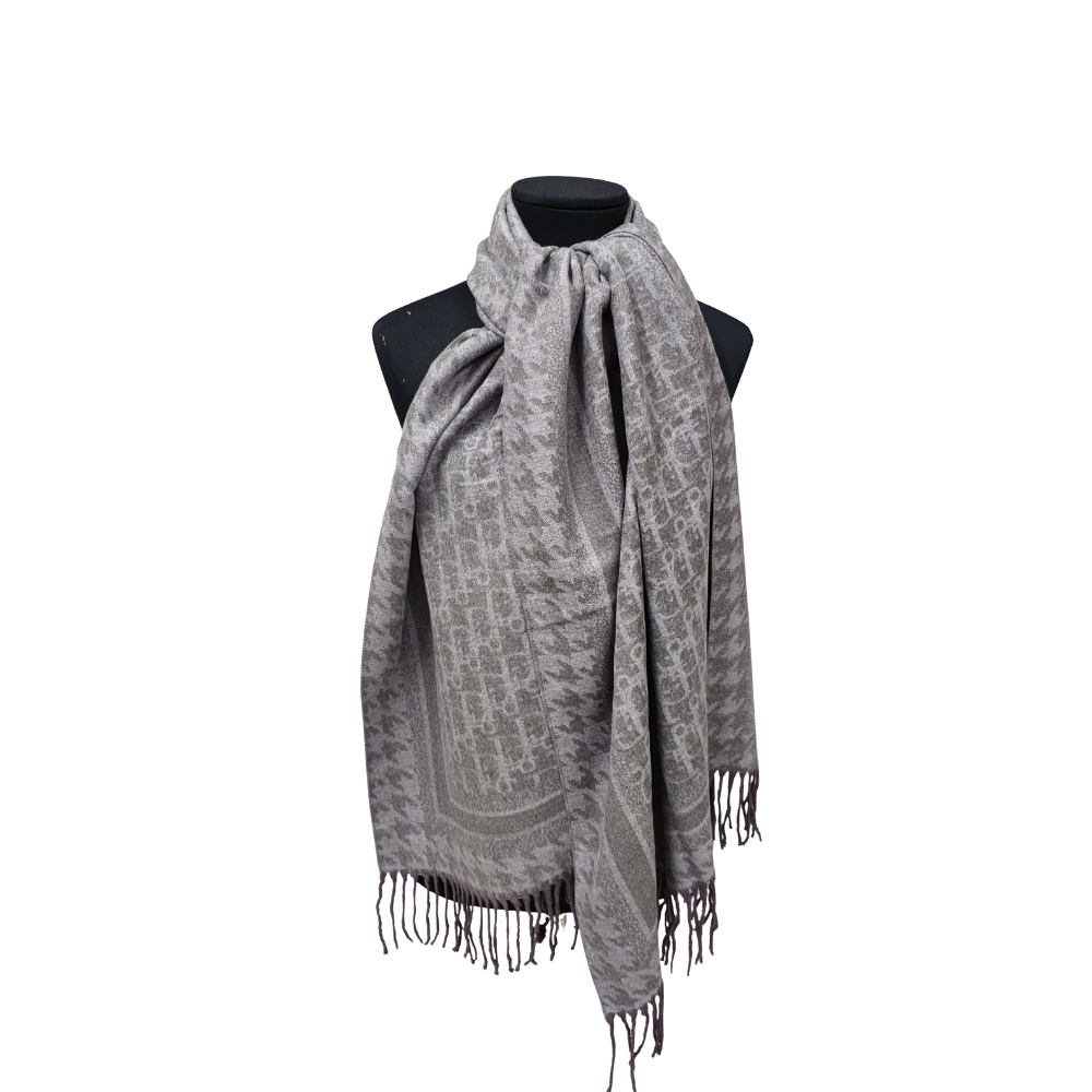 WOOL SCARF IN GREY TONES WITH ANAGRAM.