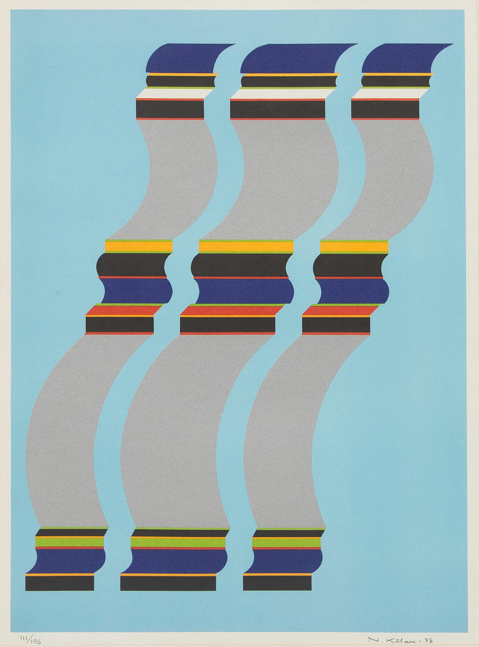 NILS KÖLARE. Composition, colour serigraph, signed, numbered 111/195, dated -78.