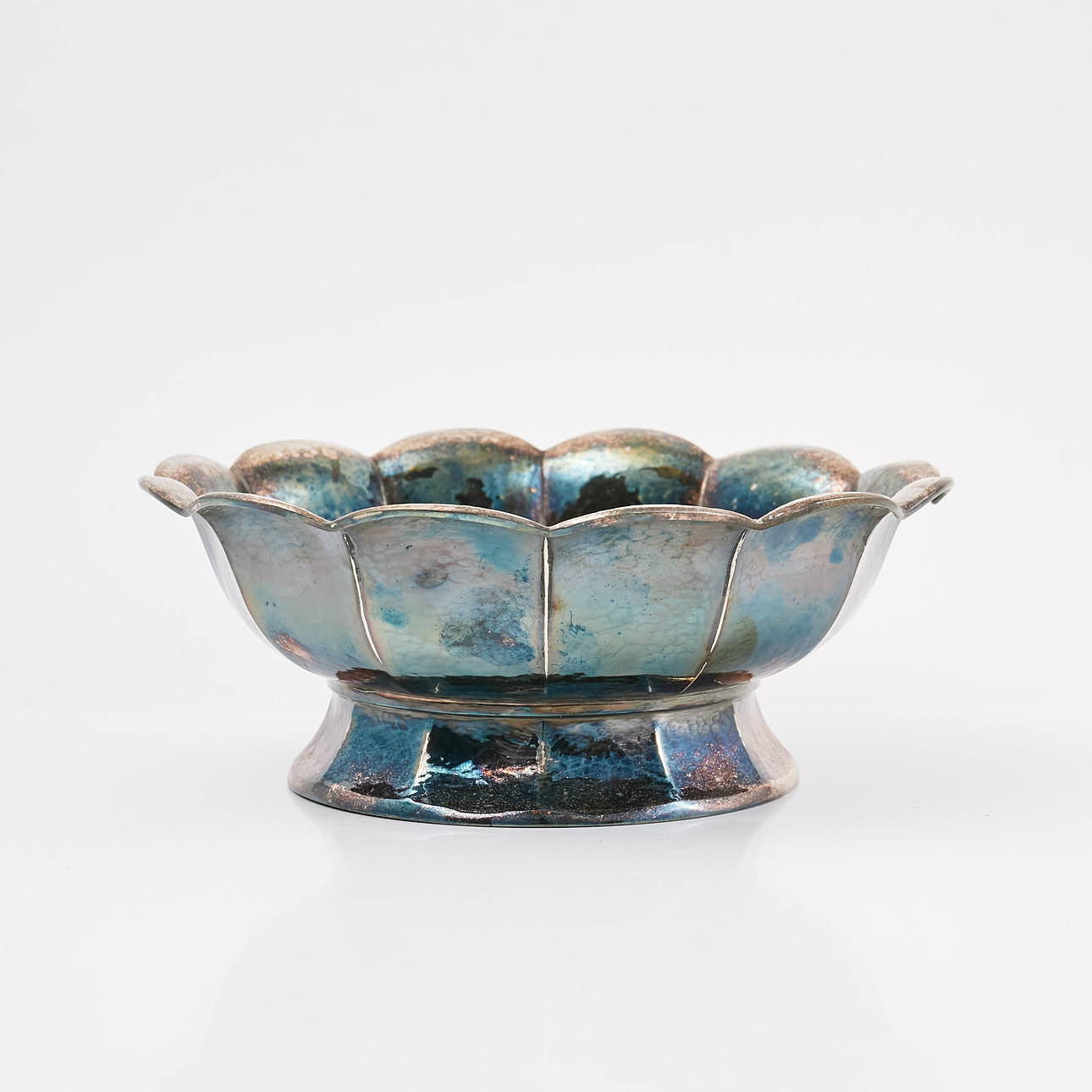 BOWL, silver, import marks, hammered decoration.