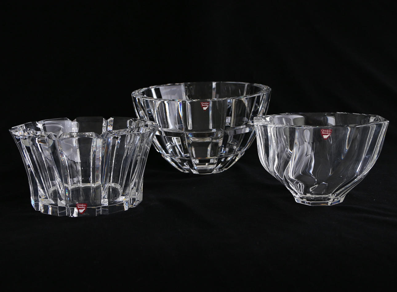 SKÅLAR, Orrefors, 3 st, 1900-tal.