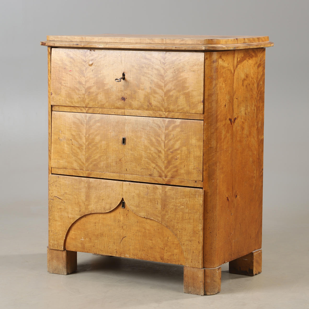 BYRÅ, 3-lådig, björk, empire.