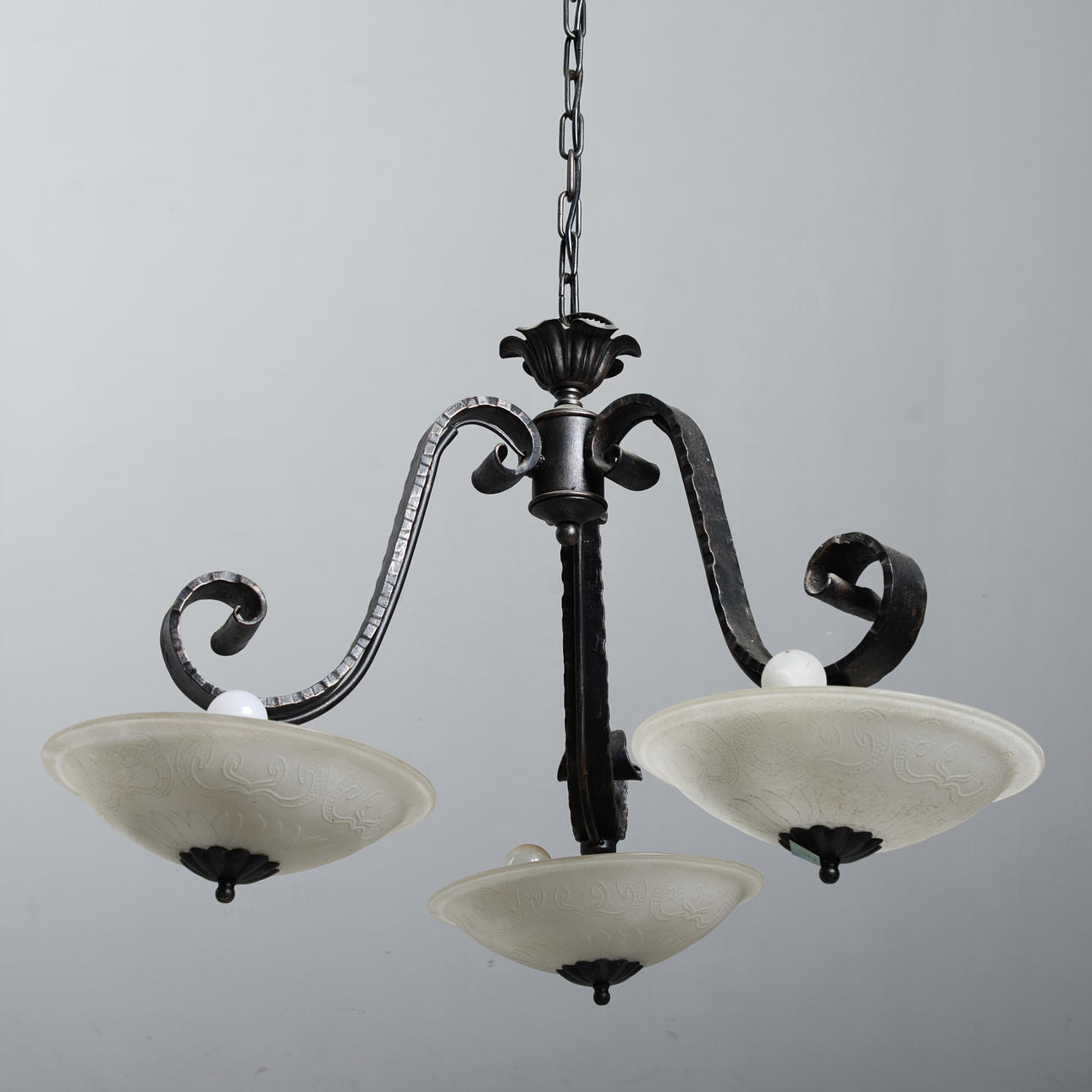 CEILING LAMP, wrought iron, mid-20th century.