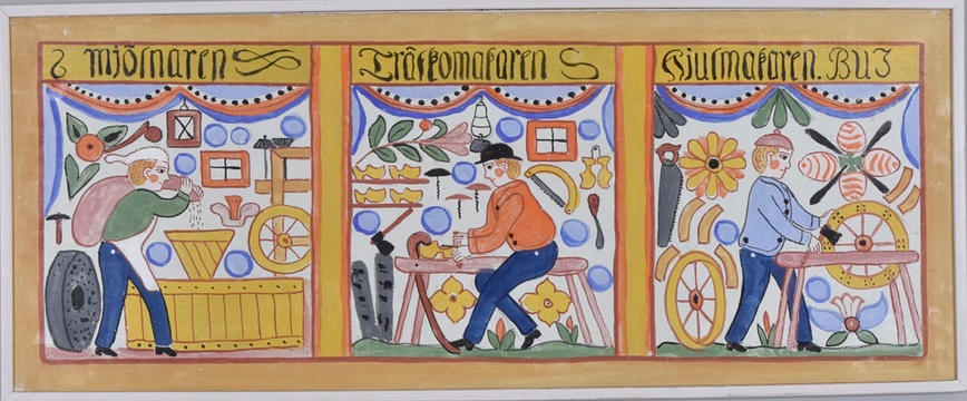 BERNHARD JÖNSSON. Gouache on textile.