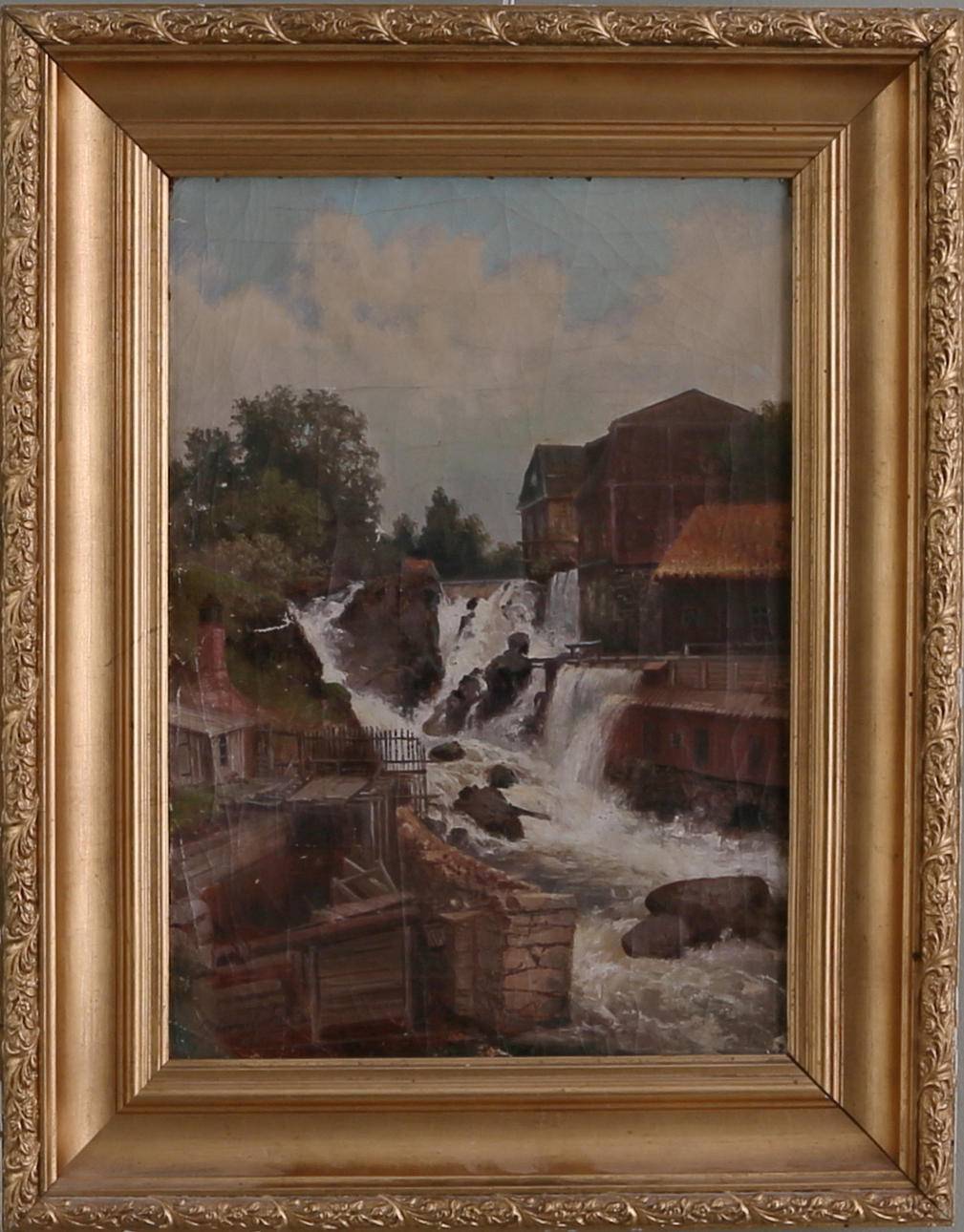 JOSEFINA HOLMLUND. Fors med damm, olja på duk, signerad.