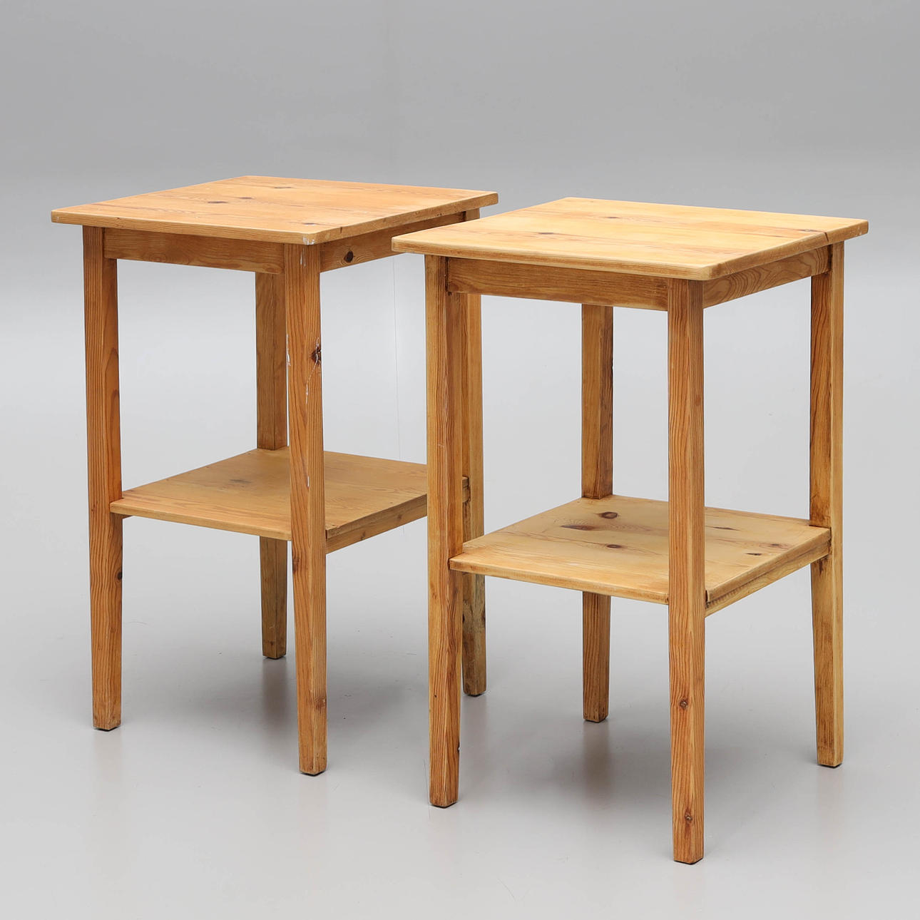 BEDSIDE TABLES/SIDE TABLES, a pair, pine, 20th century.