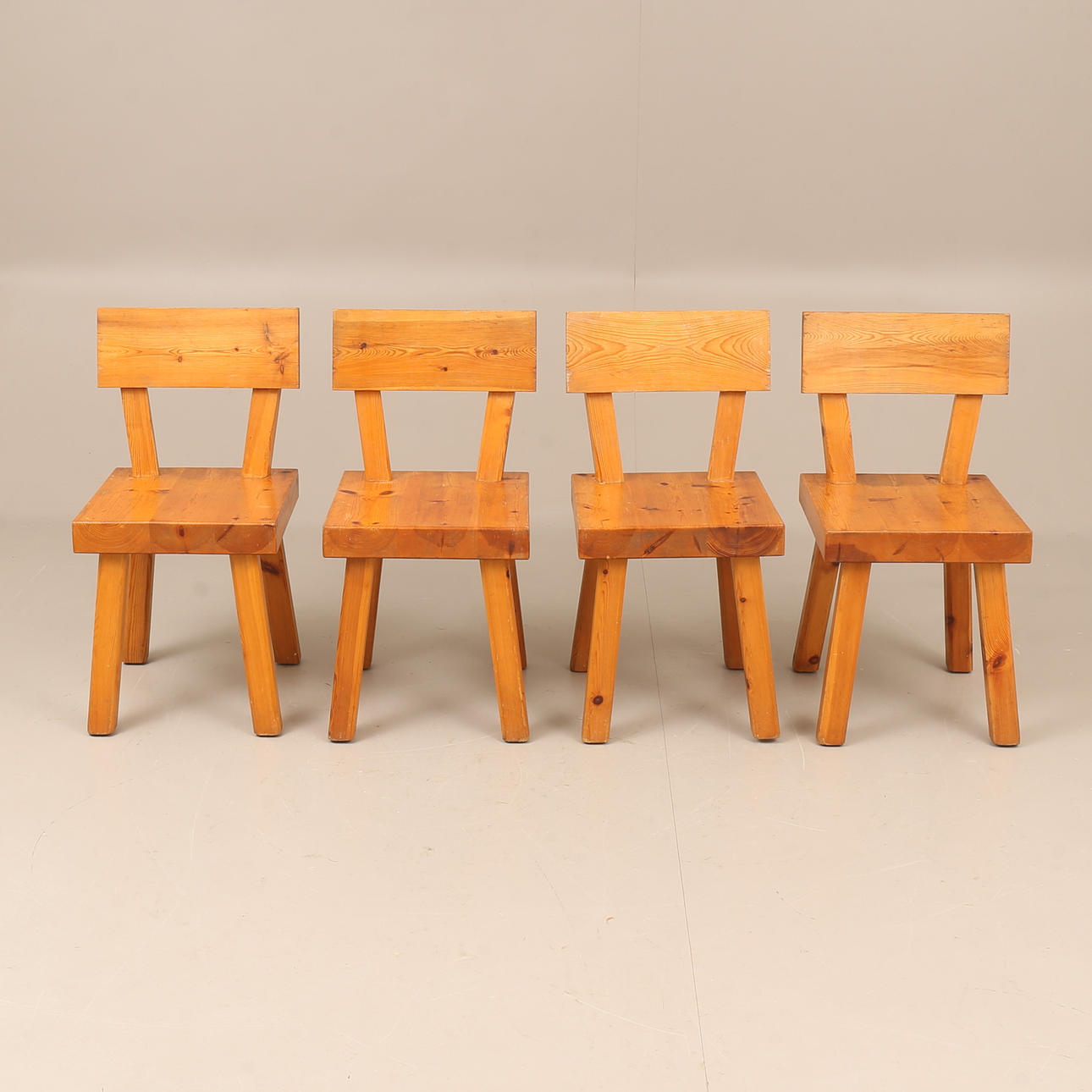 CHAIRS, 4 pieces, pine, 20th century.