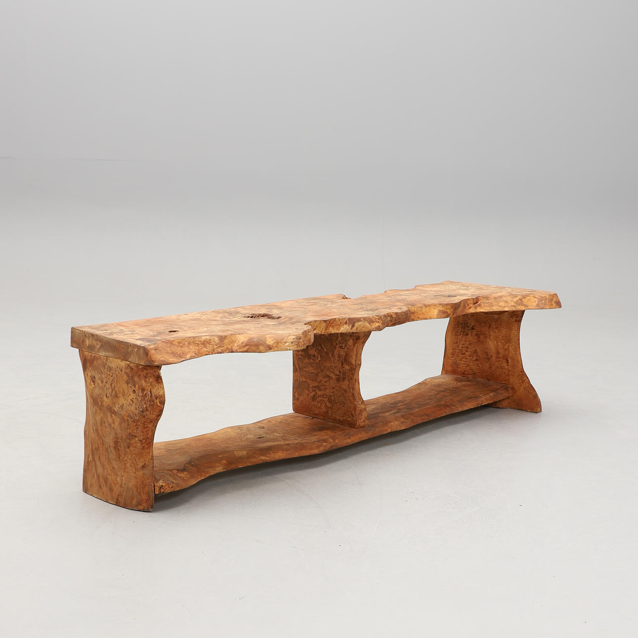 BENCH, masur birch, 20th century.