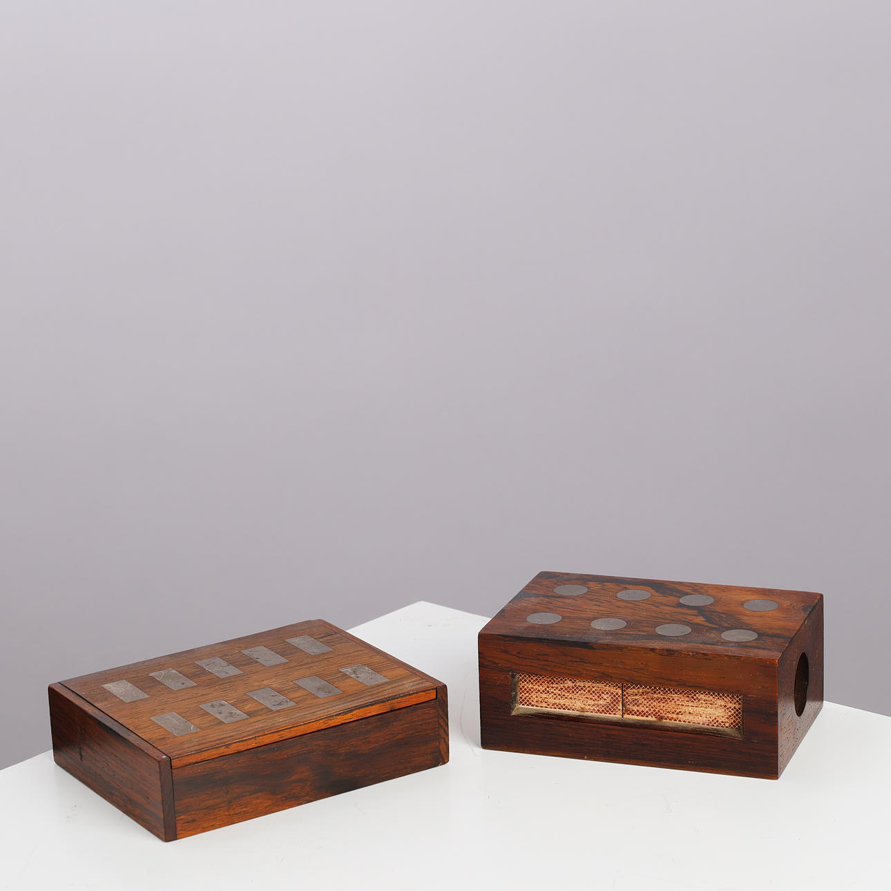 HANS HANSEN. Two rosewood boxes with silver inlays, Denmark, second ...