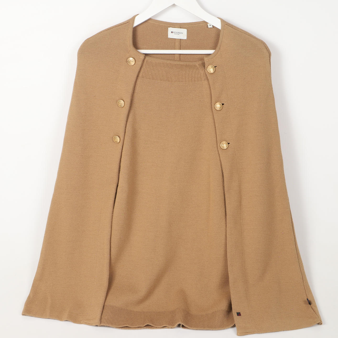 PONCHO, "Noemi", wool blend, RedGreen.