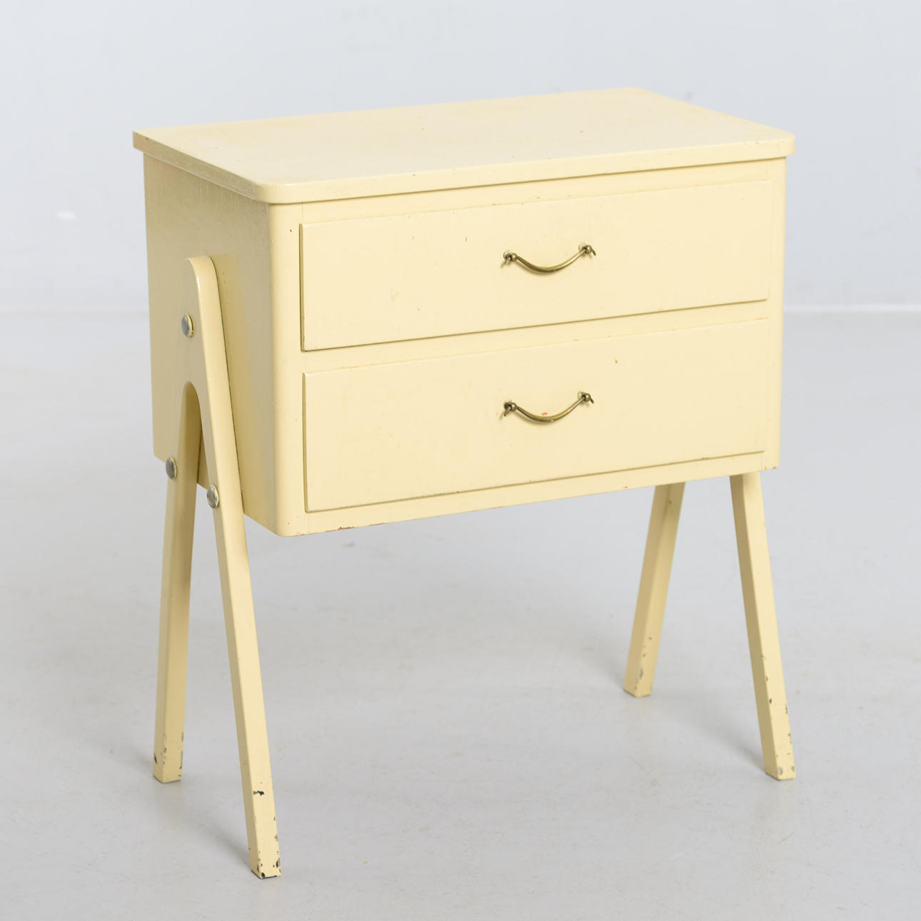 BEDSIDE TABLE, painted wood, 1950s/1960s.