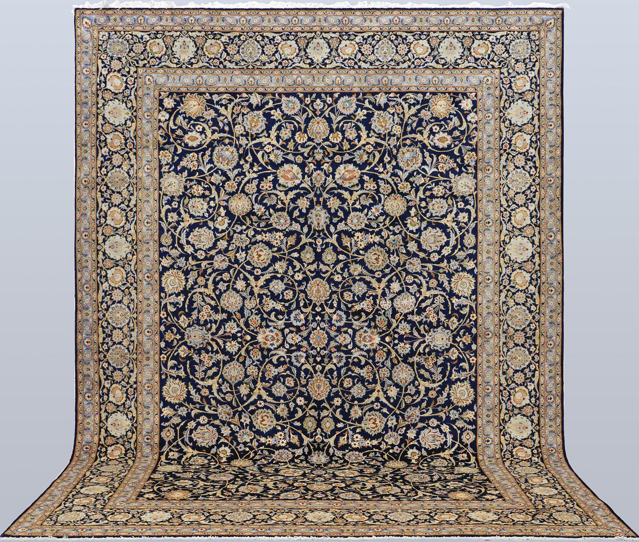 CARPET. Blue Keshan, 422 x 314 cm.