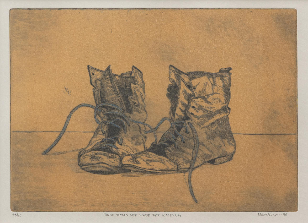 MONA SVÄRD. "These boots are made for walking", etching, signed -98.