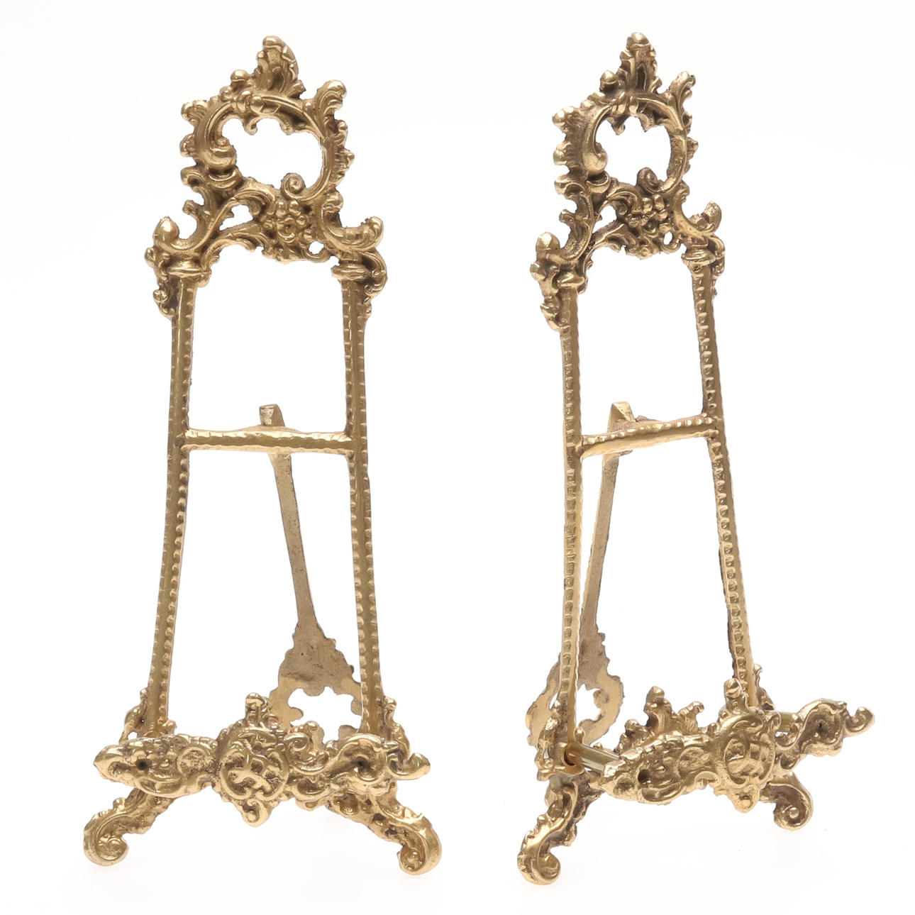 TABLE EASELS. A pair. Brass, Rococo style, 20th century.