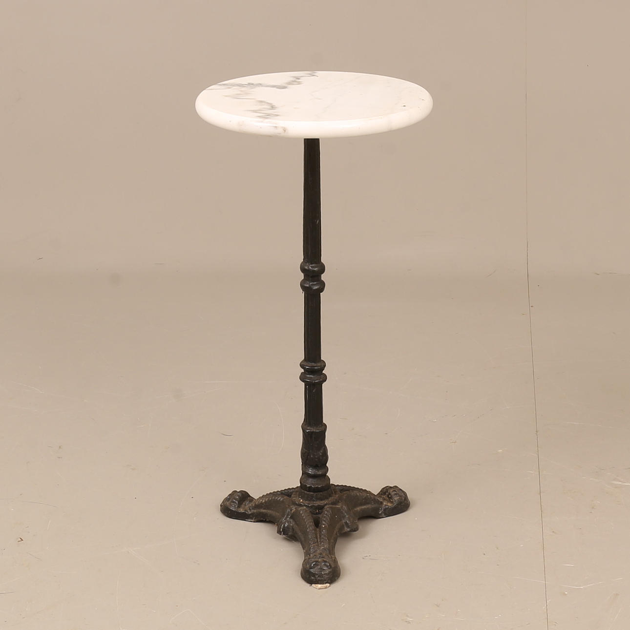 GARDEN TABLE, metal with stone top.