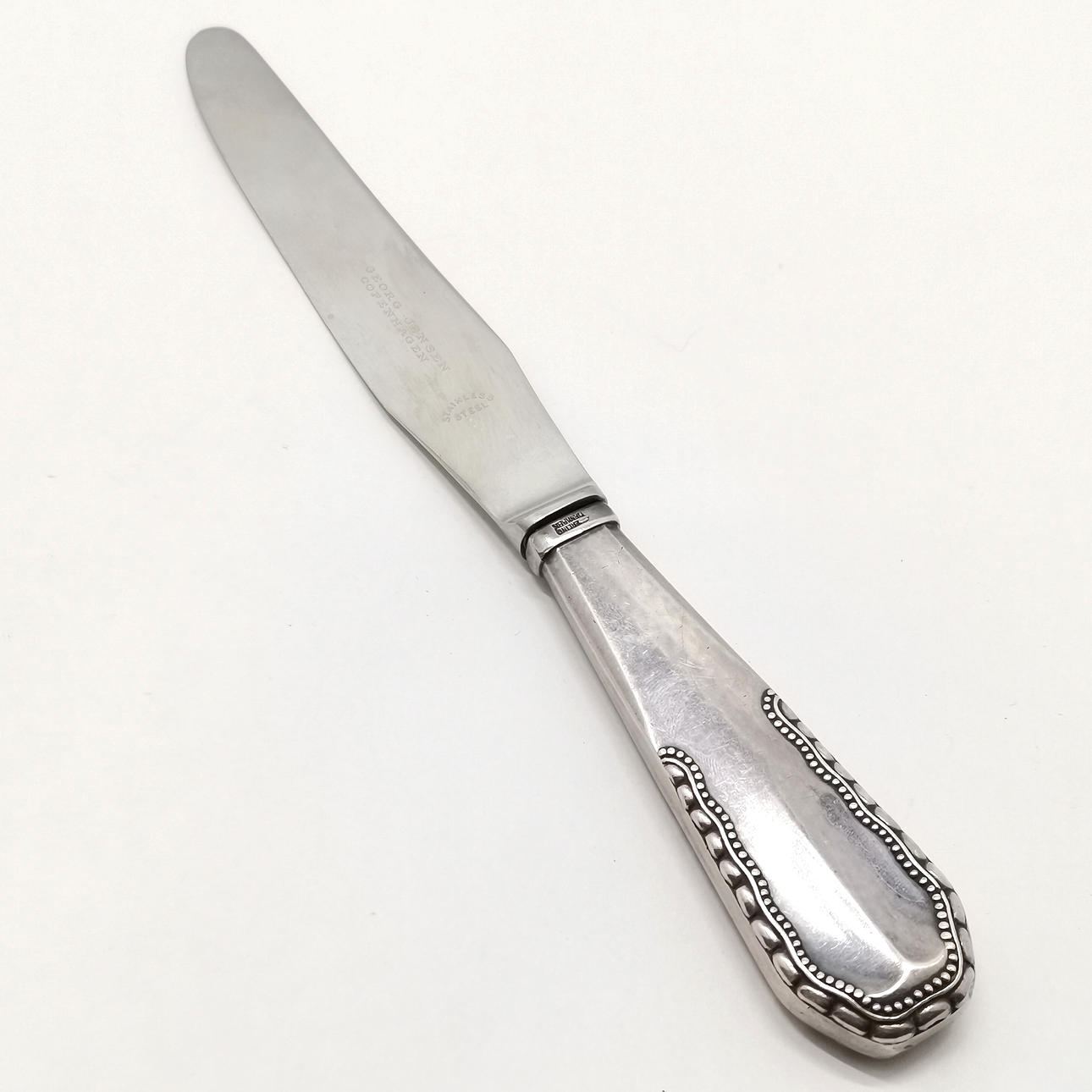 GEORG JENSEN SILVER HANDLED SERVING KNIFE.
