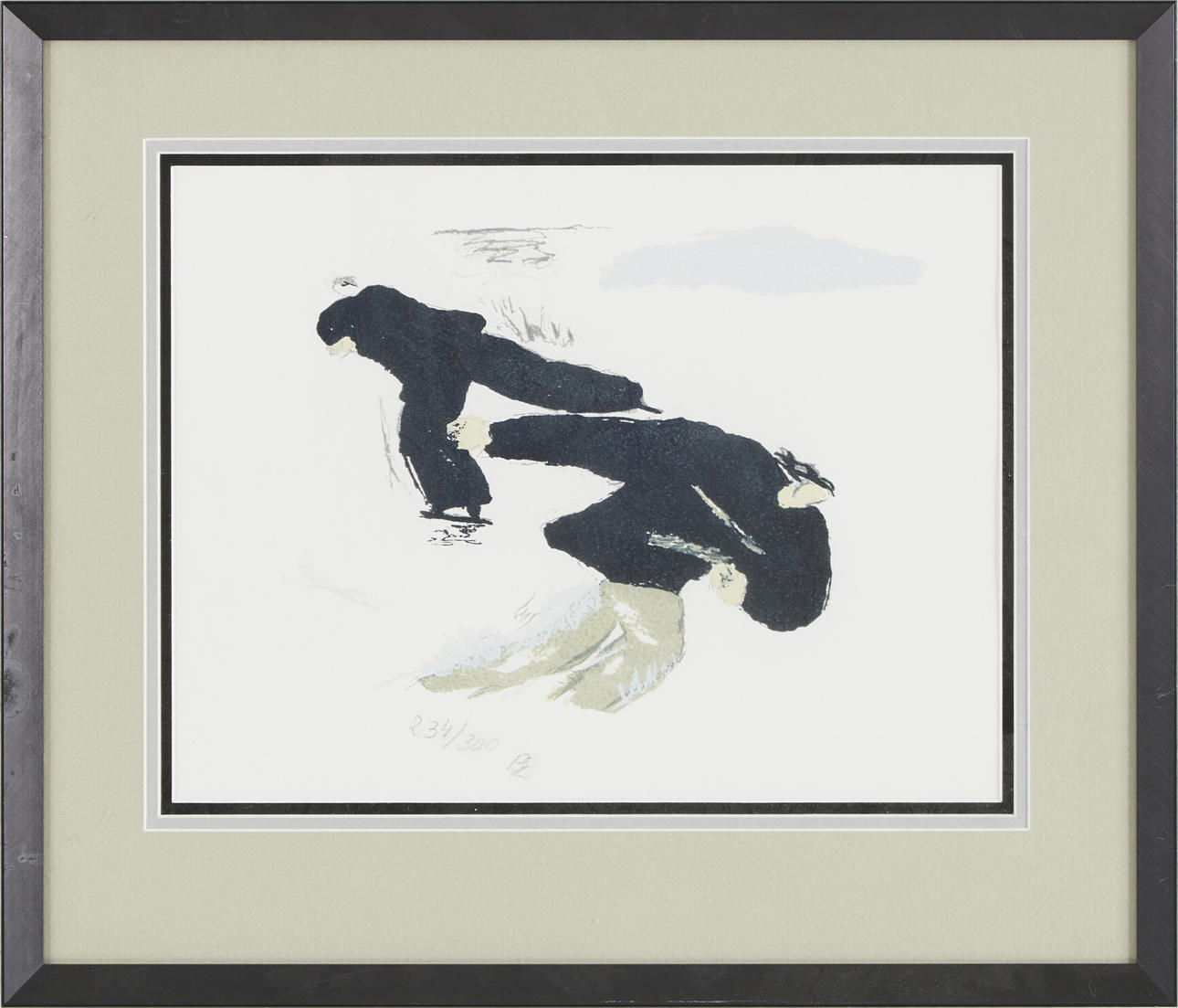 BIRGIT BROMS. Skridskoåkare, colour lithograph.