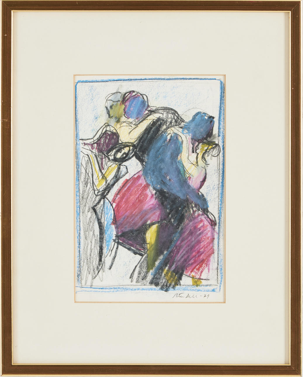 PETER DAHL. Figure composition, mixed media on paper.