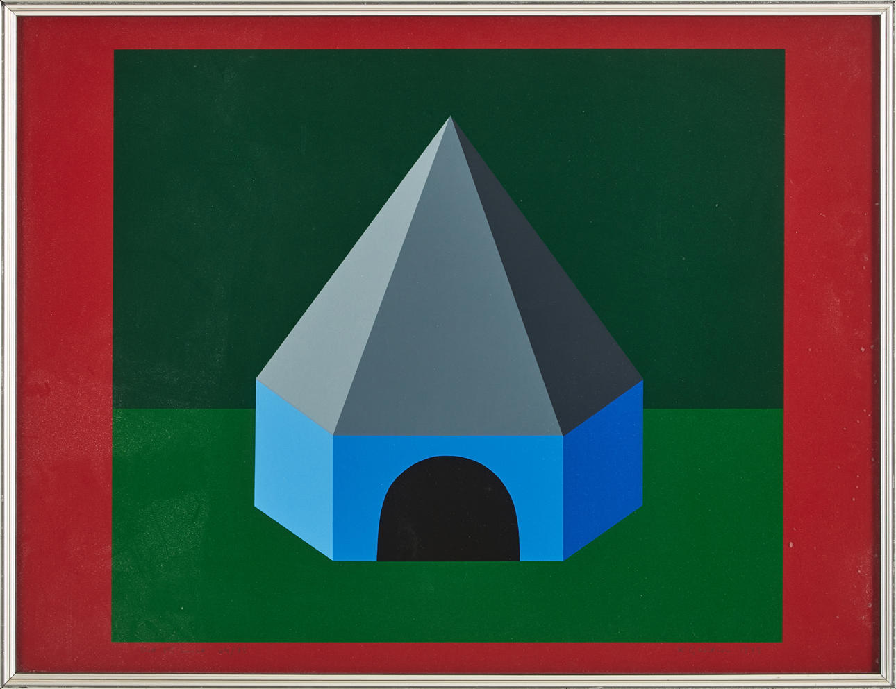 K G  NILSON. "Det blå huset", colour serigraph.
