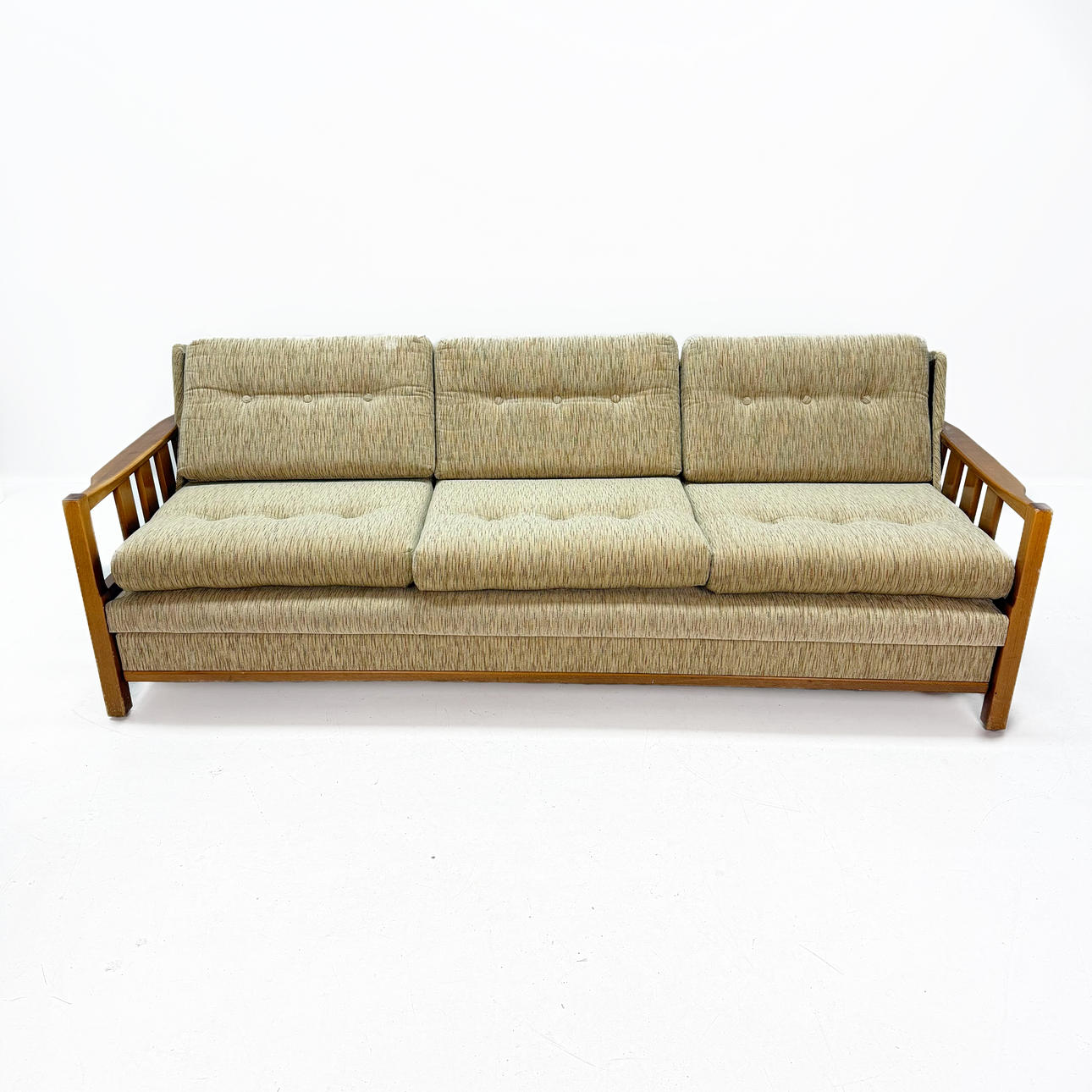 SOFA BED - textile, wood, 1970s.