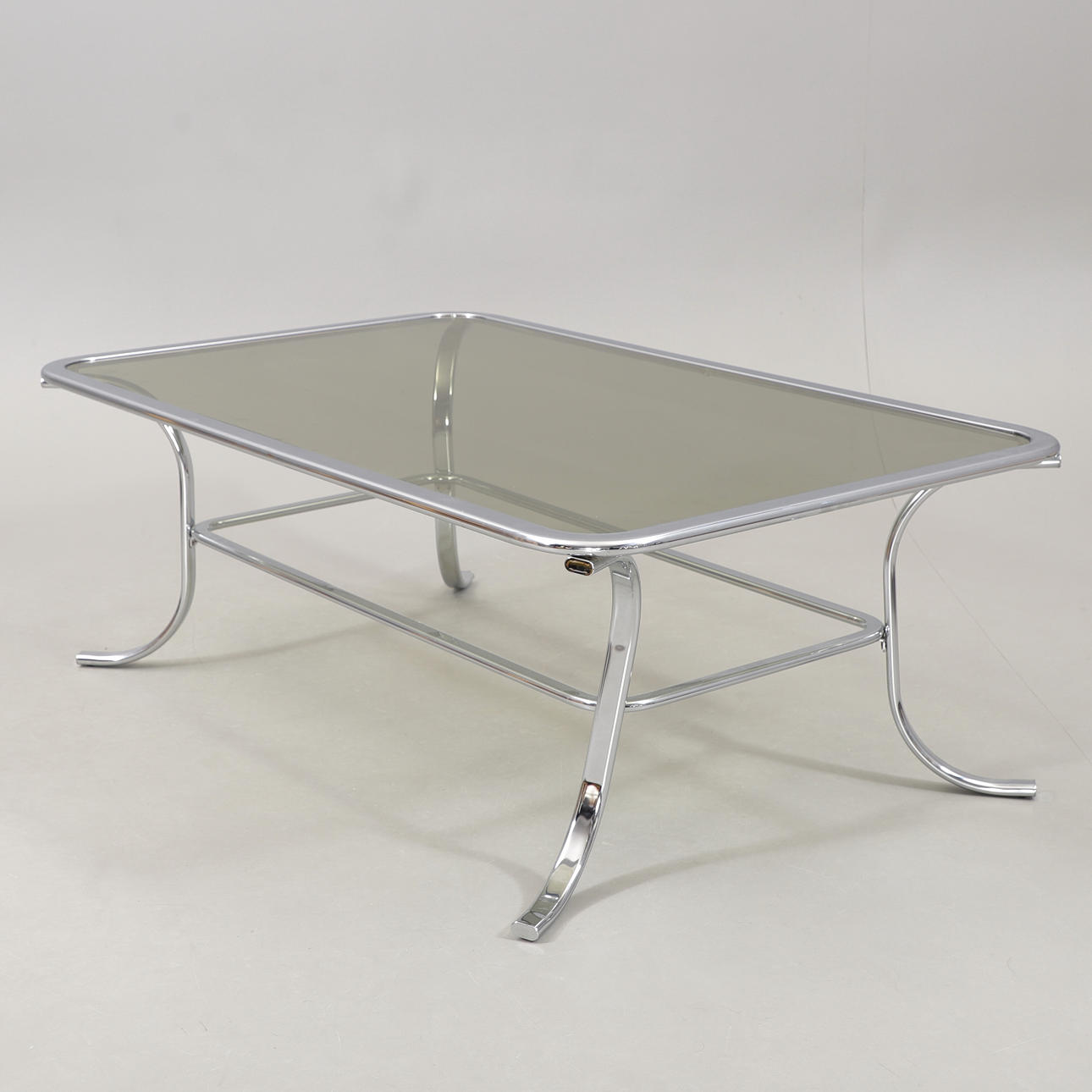 COFFEE TABLE, chrome/glass, 1980s.