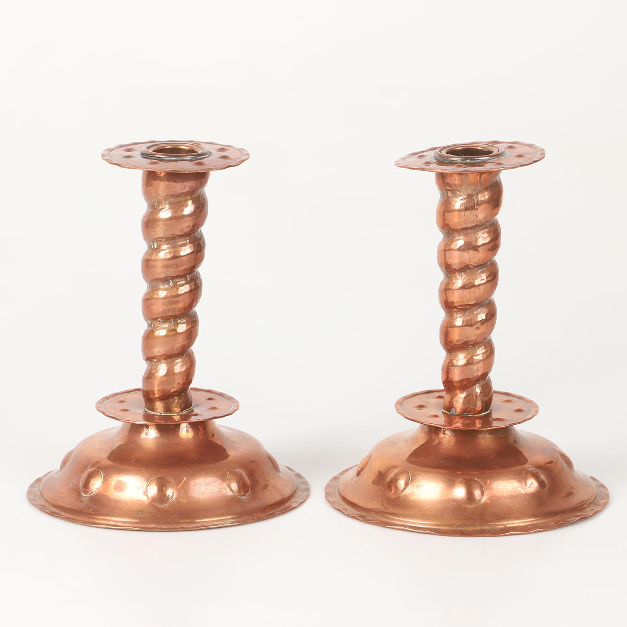 CANDLESTICKS, 1 pair, copper, Baroque style.