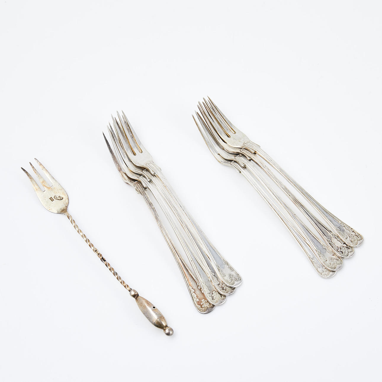 PICKLE FORKS, 10 pcs, incl. GAB, silver.