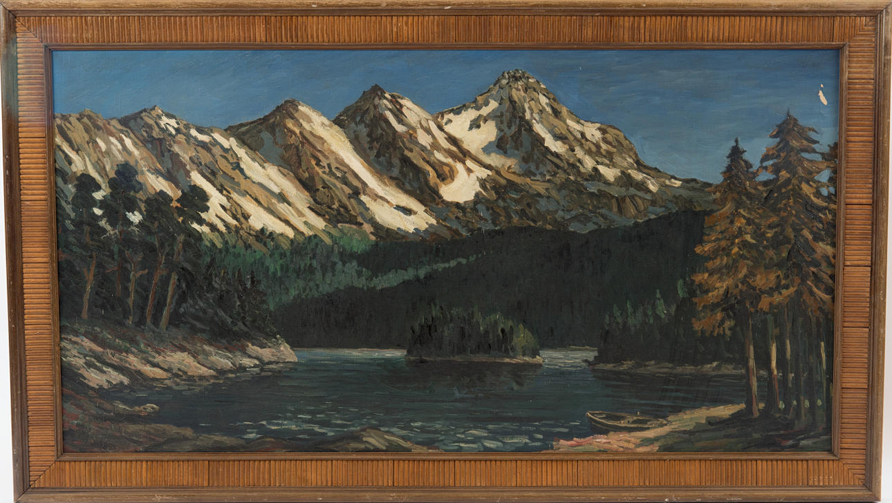 FRITZ SCHERER. Eibsee mit Zugspitze.