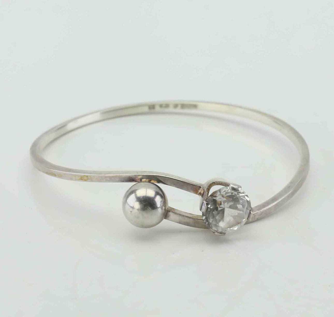 BANGLE, silver, rock crystal, Alton, 1968.