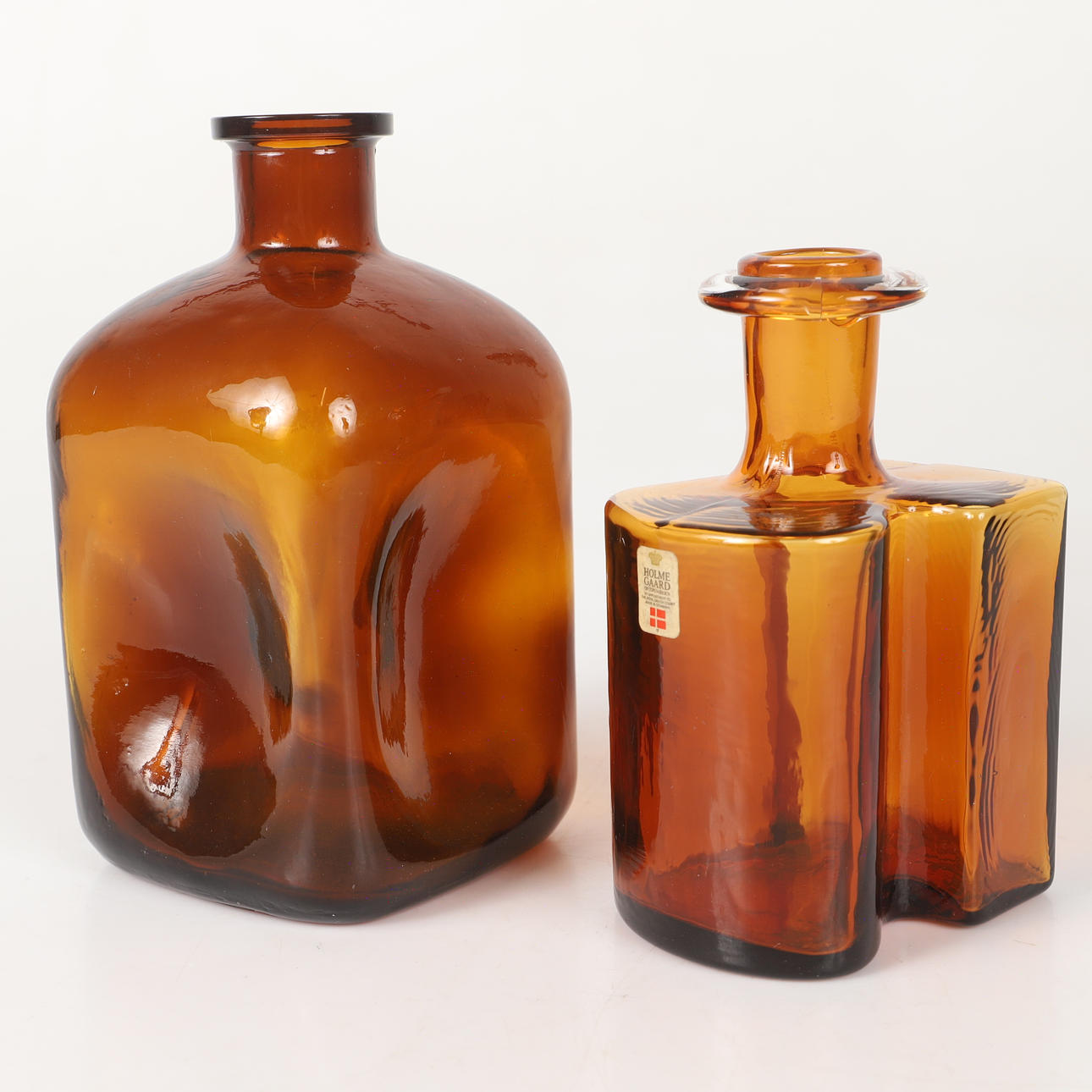 BOTTLES, 2 pieces, incl. Holmegaard, Denmark.