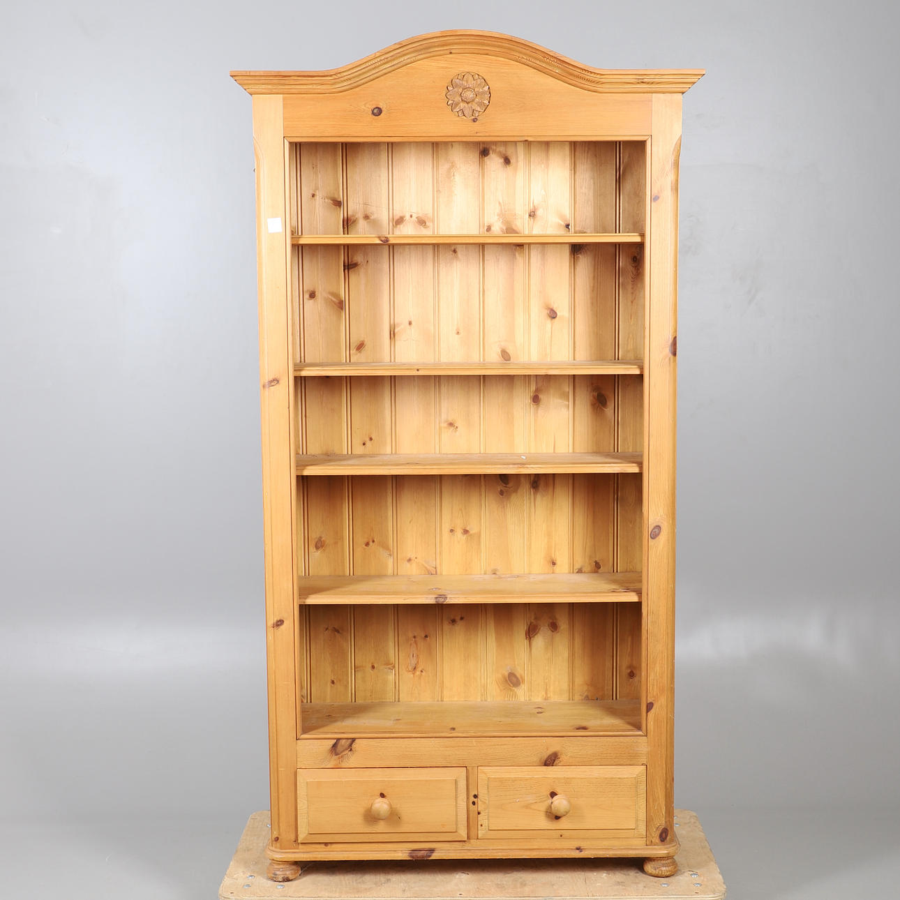 MODERN PINE OPEN BOOKSHELF.