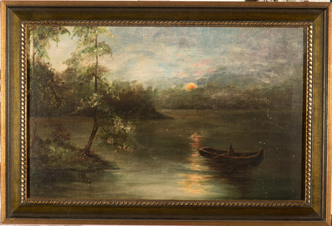 UNBEKANNT. Mondlandschaft, Öl/ Karton.