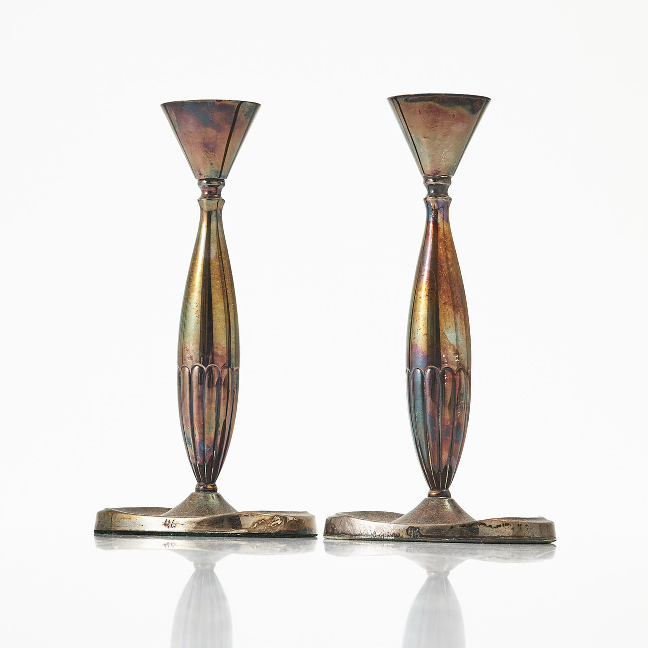 CANDLESTICKS, 1 pair, silver, mid-20th century, Swedish import marks.