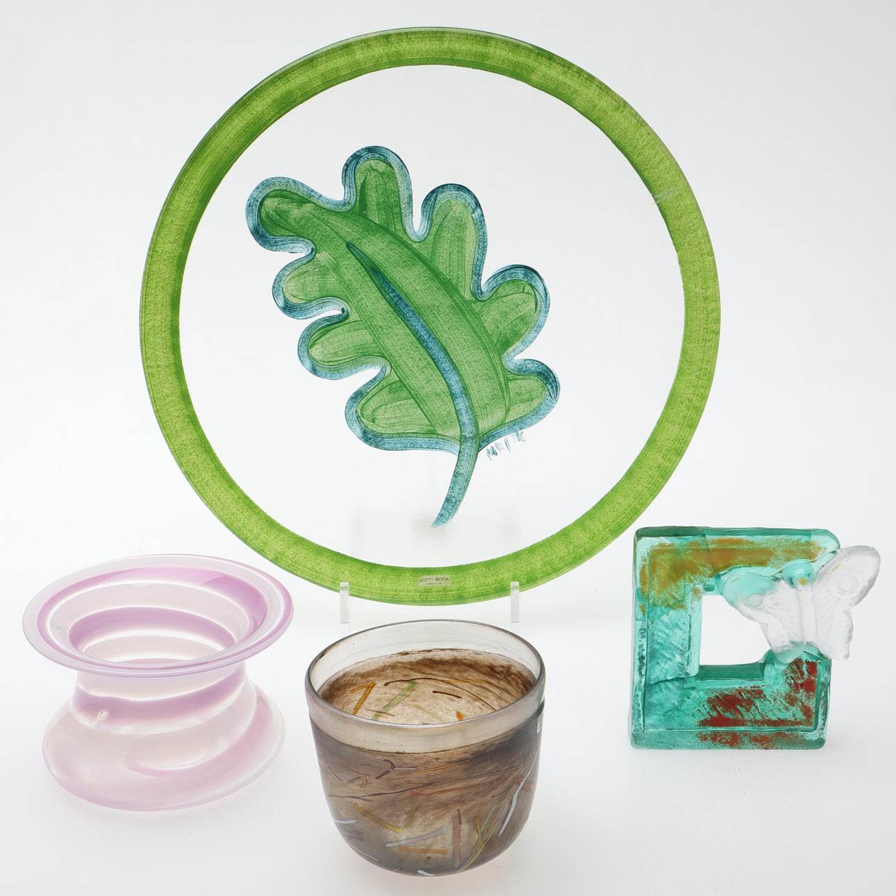 GLASS OBJECTS, 4 pcs, Kosta Boda & Orrefors, signed.