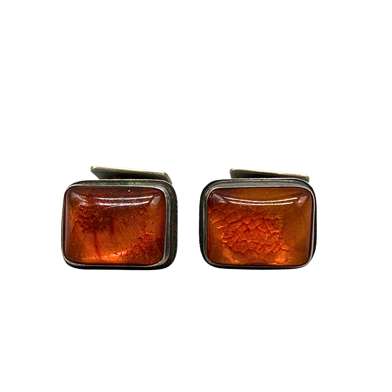GEORG KRAMER. TWO AMBER CUFFLINKS IN 835 SILVER.