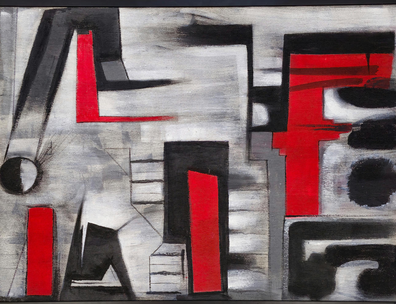 FLORA PALATCHI. COMPOSITION RED ACRYLIC ON CANVAS.