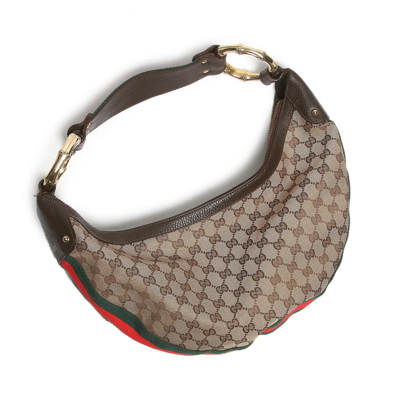 GUCCI. Väska, läder och canvas, så kallad "monogram bag", Italien, 1900-tal.