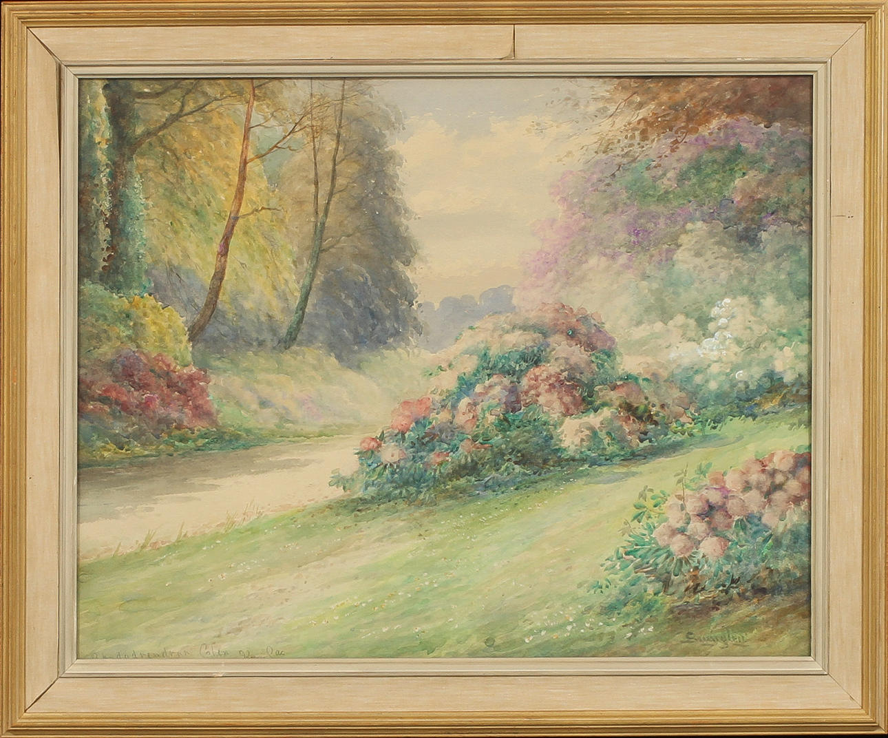 JOHN FRANK SWINGLER. Landskap med blommor, akvarell, sign.