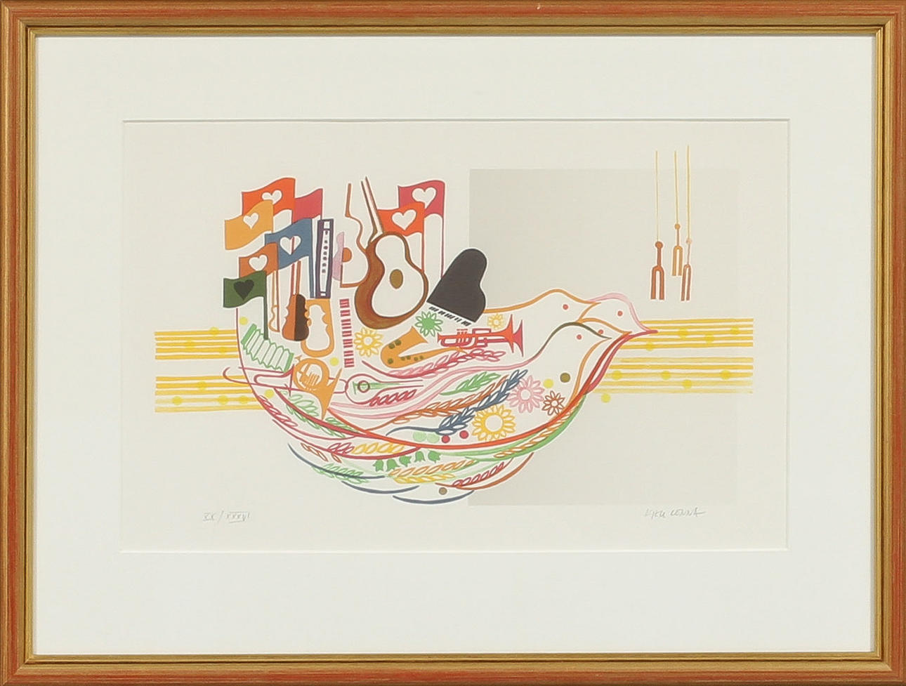 KJELL LÖNNÅ. Komposition, färglitografi, signerad och numrerad XX/XXXVI.