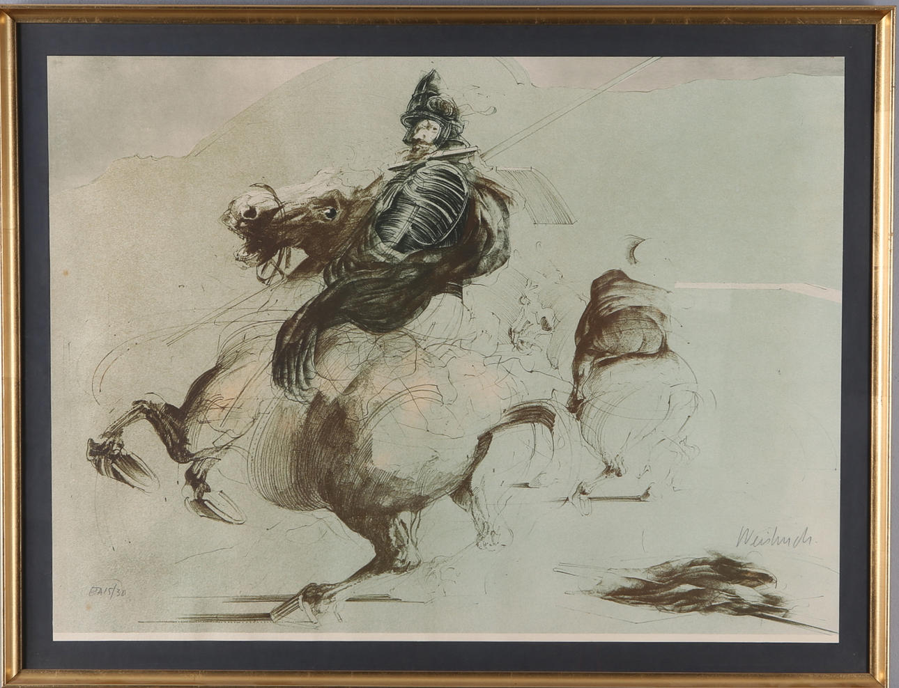 CLAUDE WEISBUCH. Komposition med hästar, signerad och numrerad, EA 15/30.