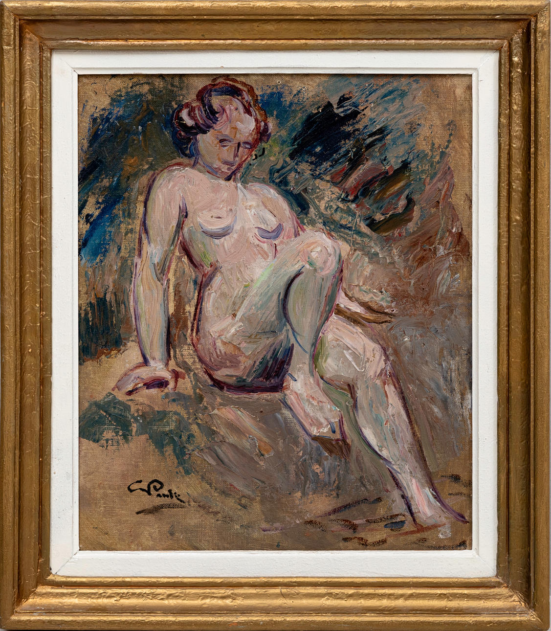 GEORG PAULI. Nude study, oil on panel, signed.