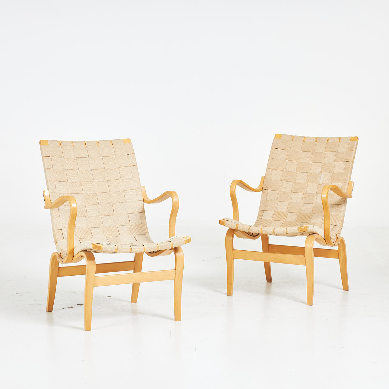 BRUNO MATHSSON. "Eva", armchairs, a pair, DUX.