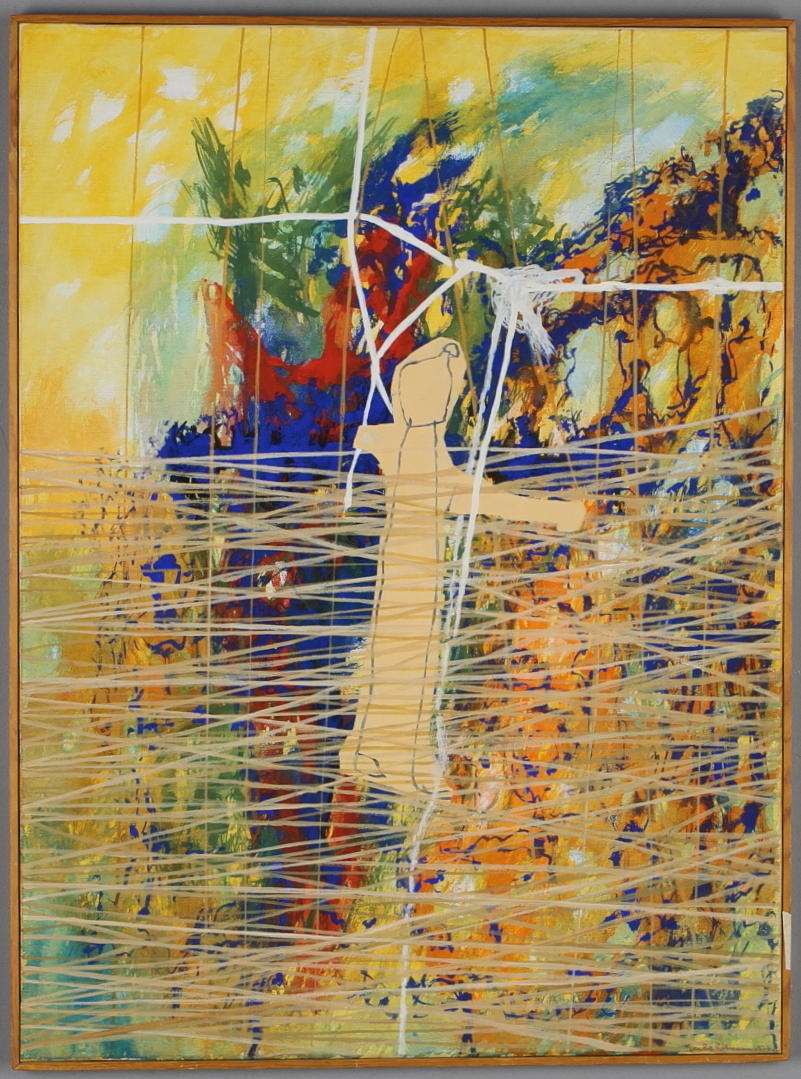 LENKE ROTHMAN. "Meddelande om trots allt", olja på duk, signerad och daterad 1973.