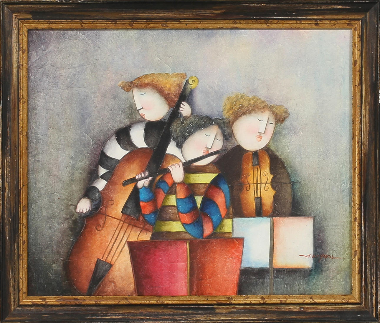 JOYCE ROYBAL. Trio, olja på duk, signerad.