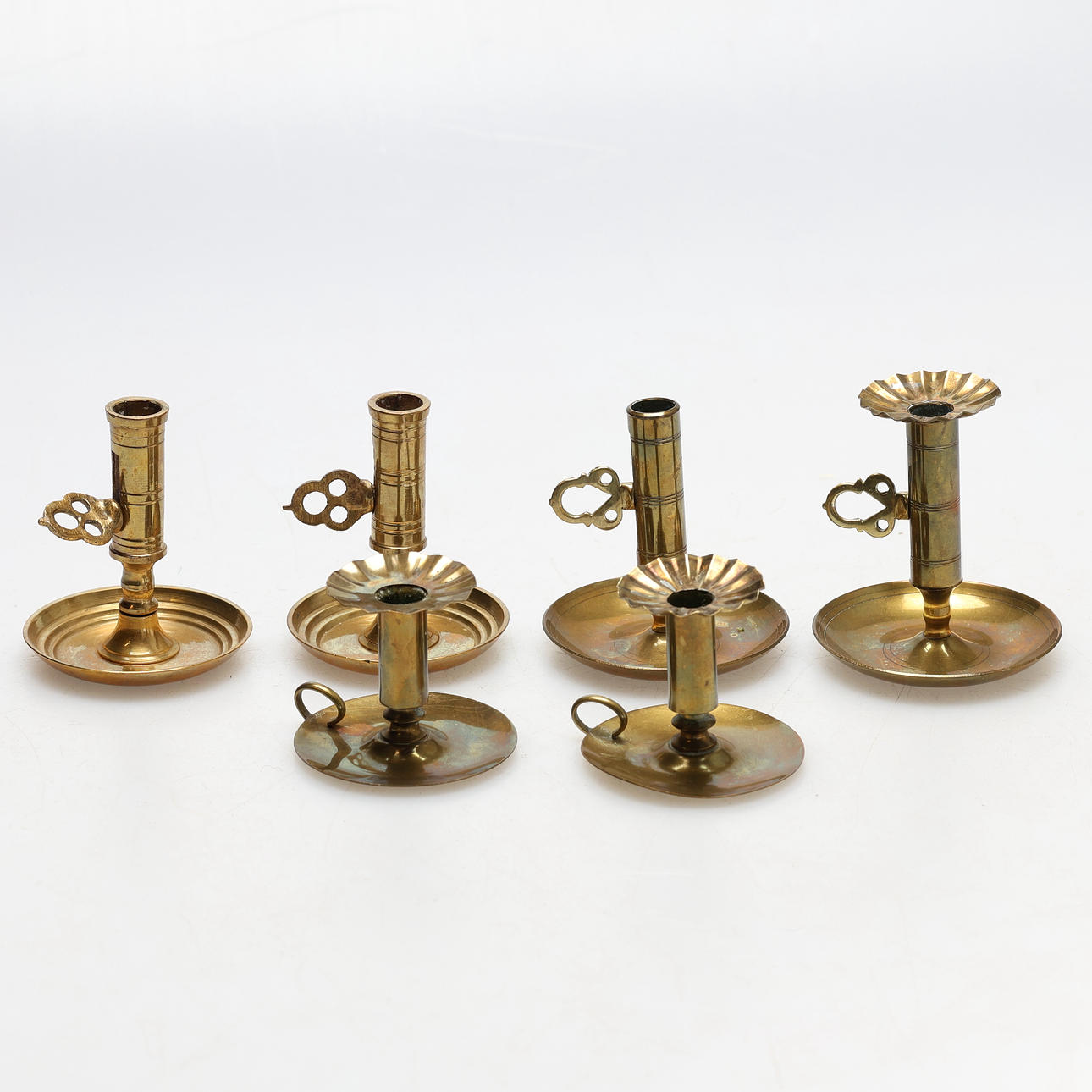 NIGHT CANDLESTICKS. 6 pcs brass.