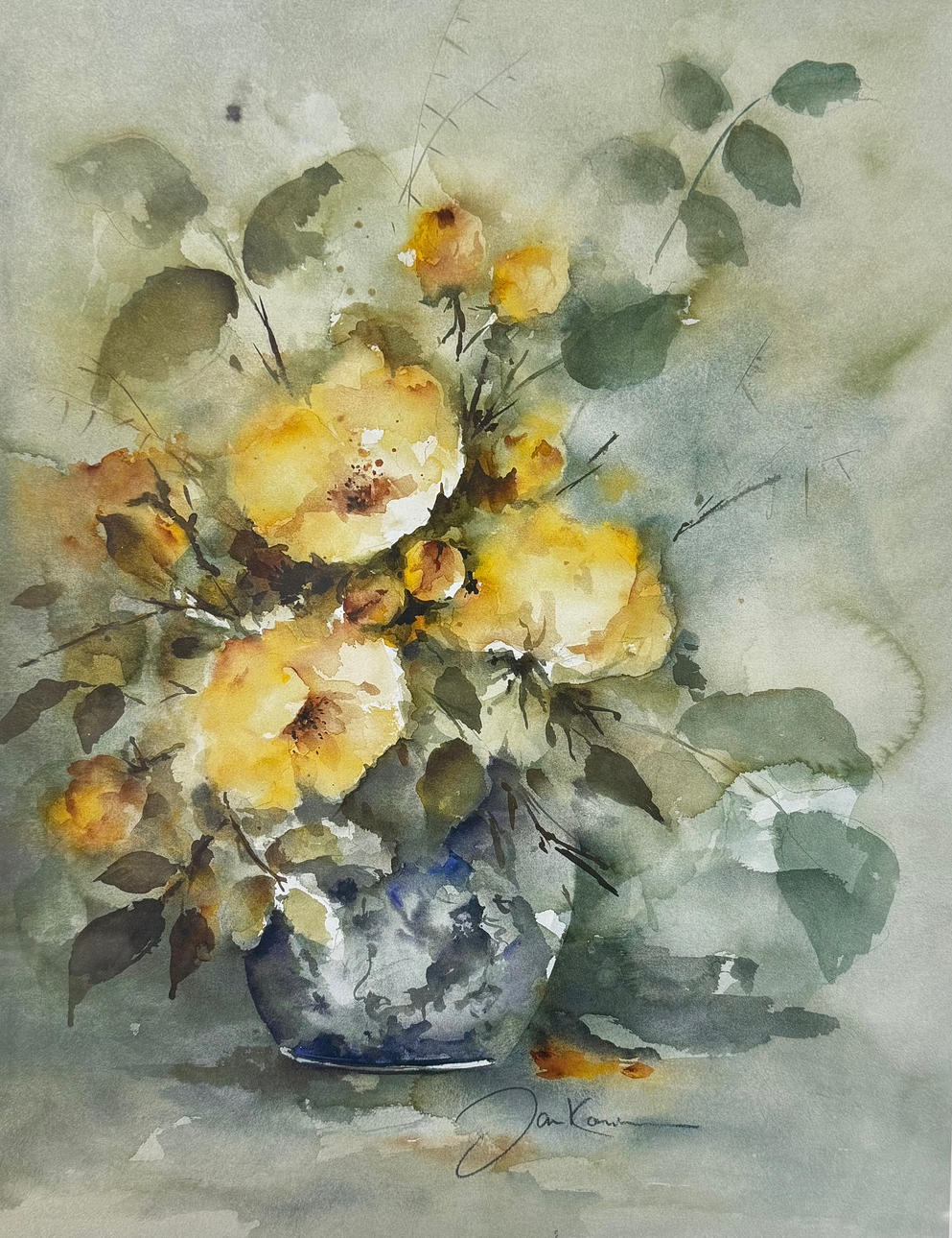 GULA BLOMMOR, konsttryckby Jan Kooistra.
