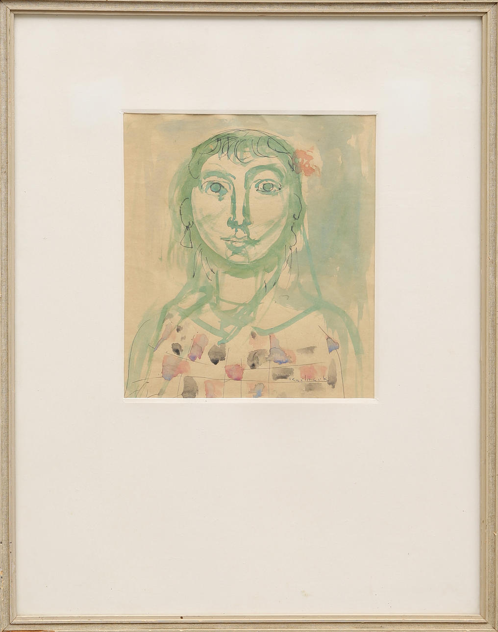 GERHARD KARLMARK. Portrait, watercolour, signed.